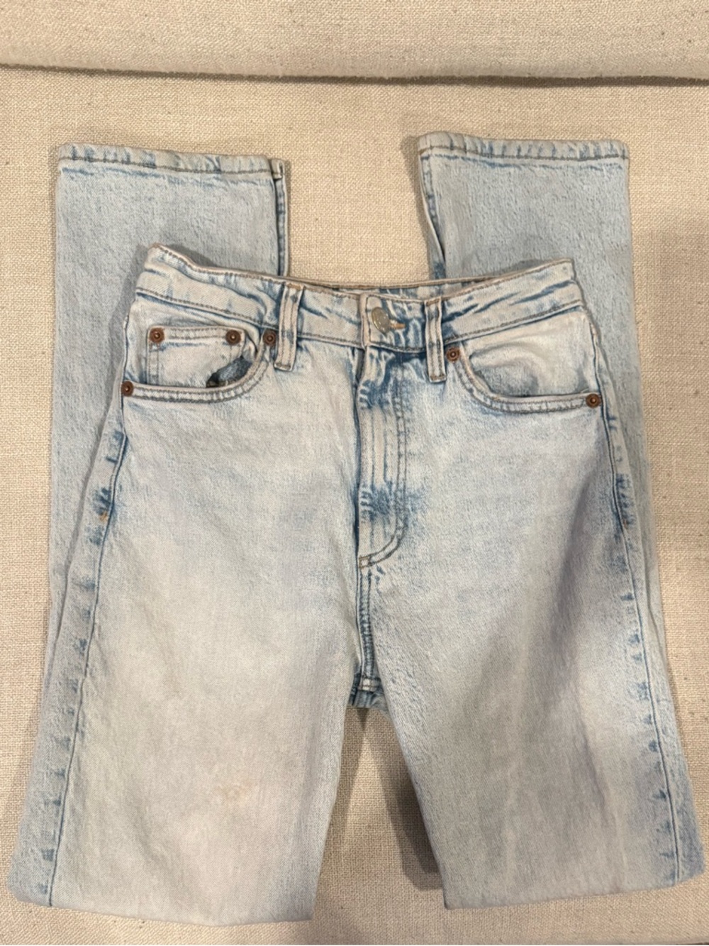 Zara Light Blue Denim Jeans (Split Hem)